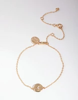 Gold Plated Starburst Disc Bracelet