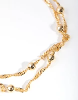 Gold Plated Double Chain & Ball Bracelet
