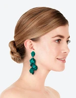 Matte Green Petal Drop Earrings