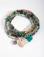 Gold Mixed Moon Stretch Bracelet