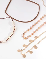 Gold Coin & Shell Choker 4-Pack