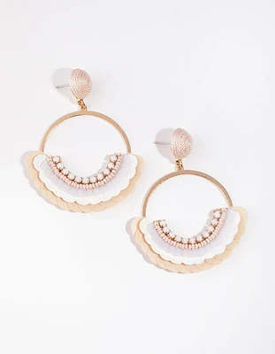 Gold Half Fan Sequin Earrings