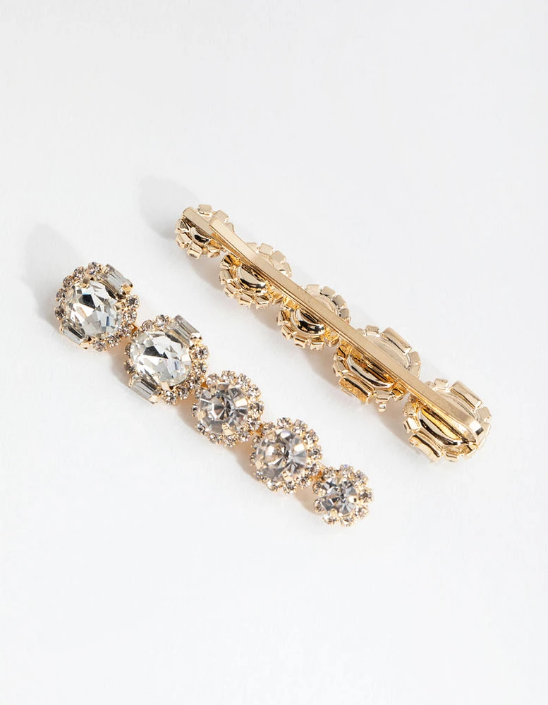 Gold Diamante Surrounded Pack Clips