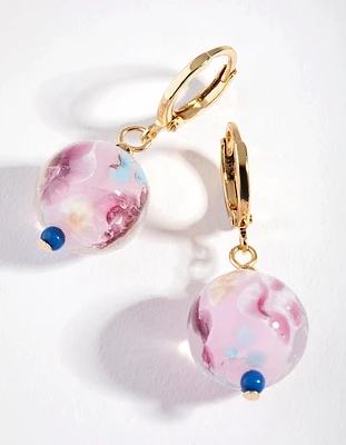 Gold Painted Bead Drop Earrings