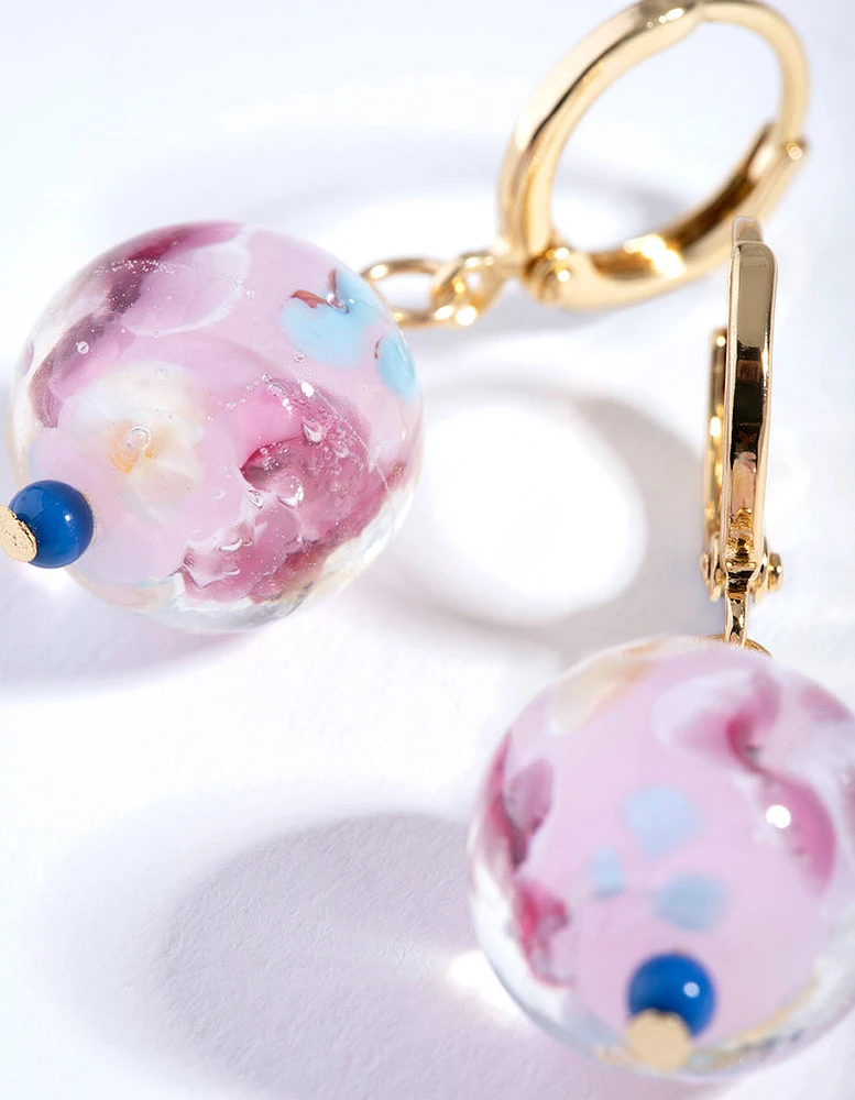 Gold Painted Bead Drop Earrings