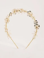 Gold Pearl & Flower Headband