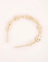 Gold Pearl & Flower Headband