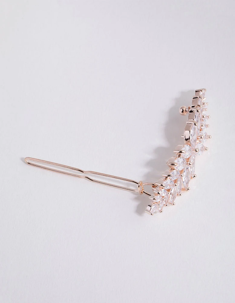 Rose Gold Cubic Zirconia Multi Laurel Clip