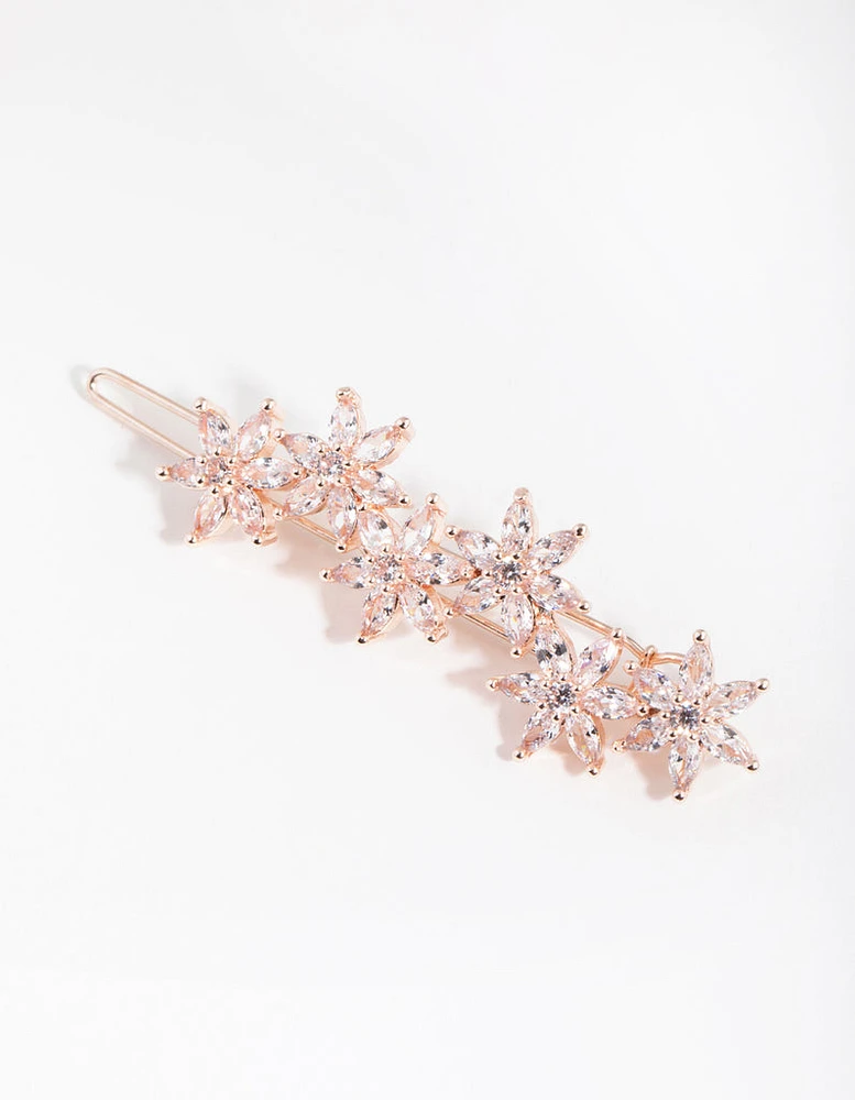 Rose Gold Cubic Zirconia Flower Clip