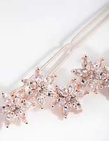 Rose Gold Cubic Zirconia Flower Clip