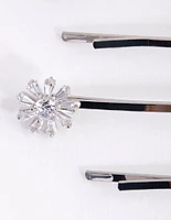 Silver Cubic Zirconia Flower & Butterfly 4-Pack Clip