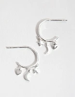 Sterling Silver Celestial Open Hoop Earrings