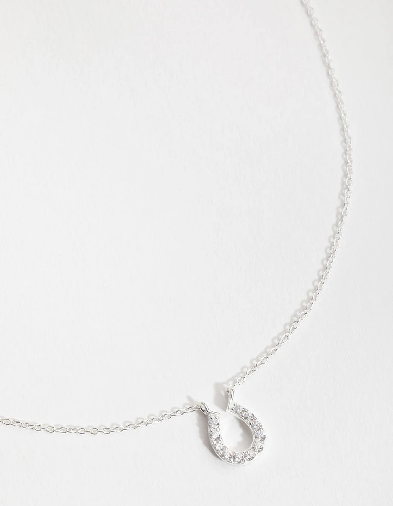 Sterling Silver Mini Pave Horseshoe Necklace