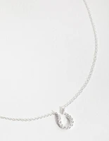 Sterling Silver Mini Pave Horseshoe Necklace