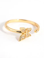 Sterling Silver Gold Open Butterfly Ring