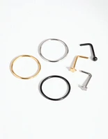 Surgical Steel Ball Star Nose Ring & Stud 6-Pack