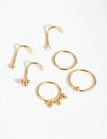 Gold Surgical Steel Ball Cluster Nose Stud 6-Pack