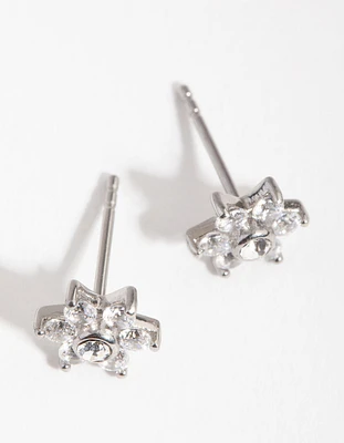 Surgical Steel Cubic Zirconia Flower Stud Earrings