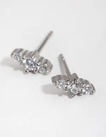 Surgical Steel Cubic Zirconia Bar Stud Earrings