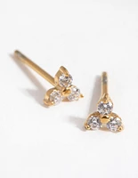 24 Carat Gold Plated Surgical Steel Cubic Zirconia Cluster Stud Earrings