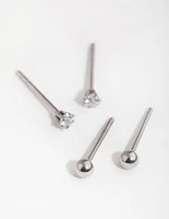 Surgical Steel Star & Ball Pack Stud Earrings