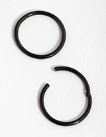 Black Coated Metal Surgical Steel 8mm Sleeper Earrings