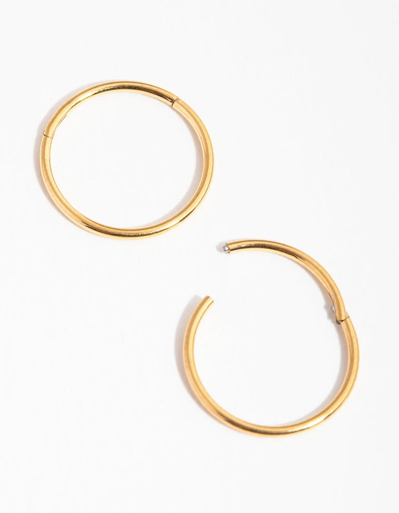 24 Carat Gold Plated Surgical Steel Fine 10mm Sleeper Earrings