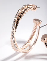 Rose Gold Double Cross Over Hoop Earrings