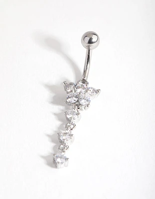 Surgical Steel Round Flower Drop Belly Ring