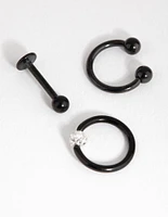 Matte Surgical Steel Ferido Stud & Ring Earring Pack