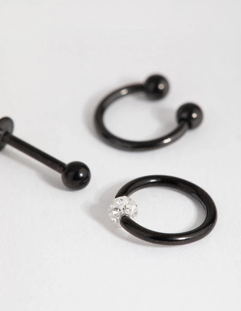 Matte Surgical Steel Ferido Stud & Ring Earring Pack