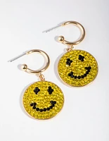 Gold Statement Diamante Smile Hoop Earrings