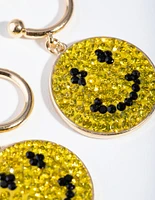 Gold Statement Diamante Smile Hoop Earrings