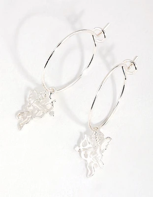 Silver Cherub Huggie Earrings