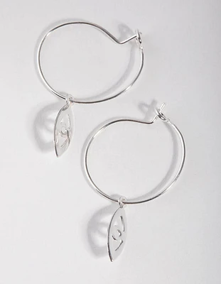 Silver Evil Eye Huggie Earrings