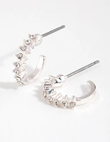 Silver Micro Diamante Hoop Earrings