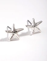 Silver Starfish Stud Earrings