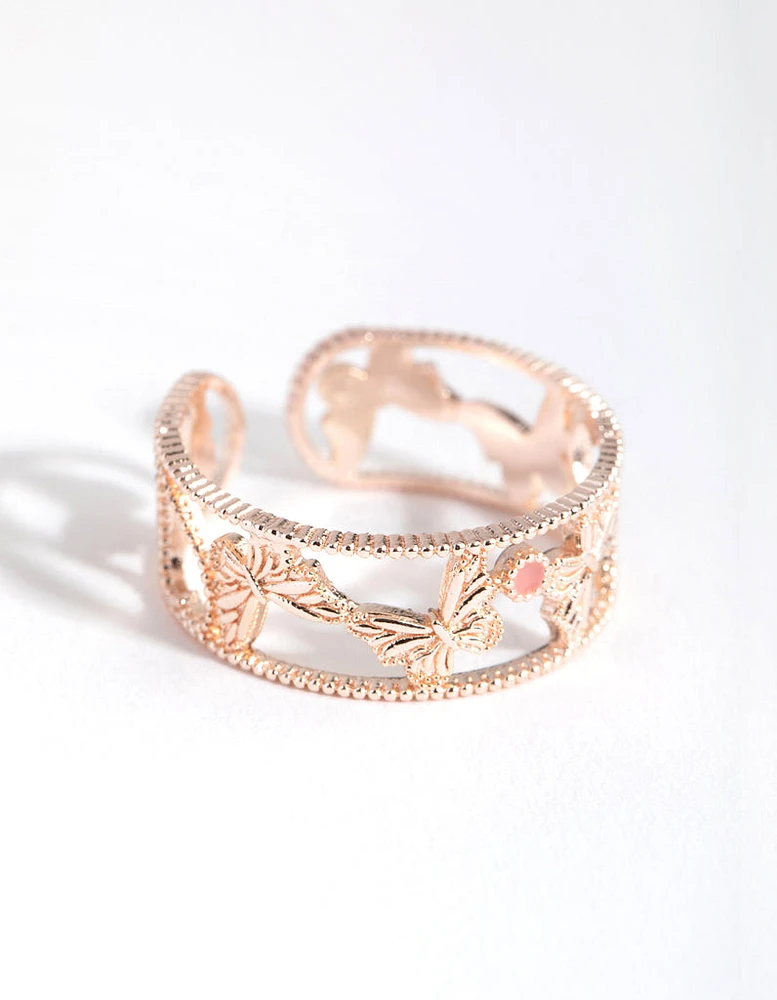 Rose Gold Multi Butterfly Ring