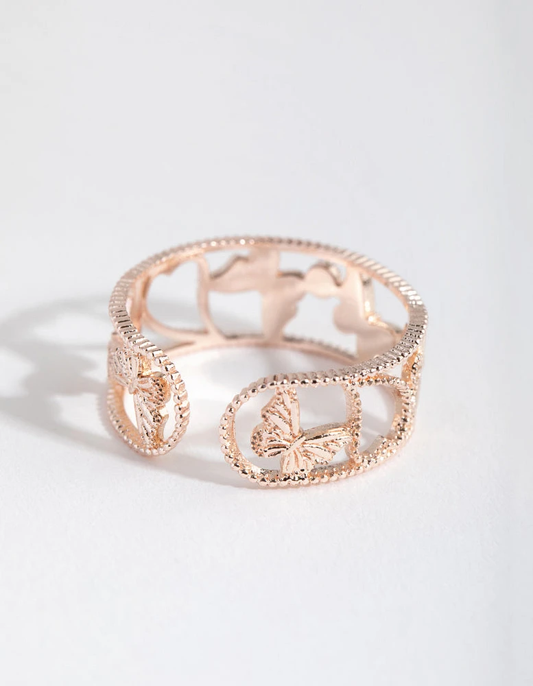 Rose Gold Multi Butterfly Ring