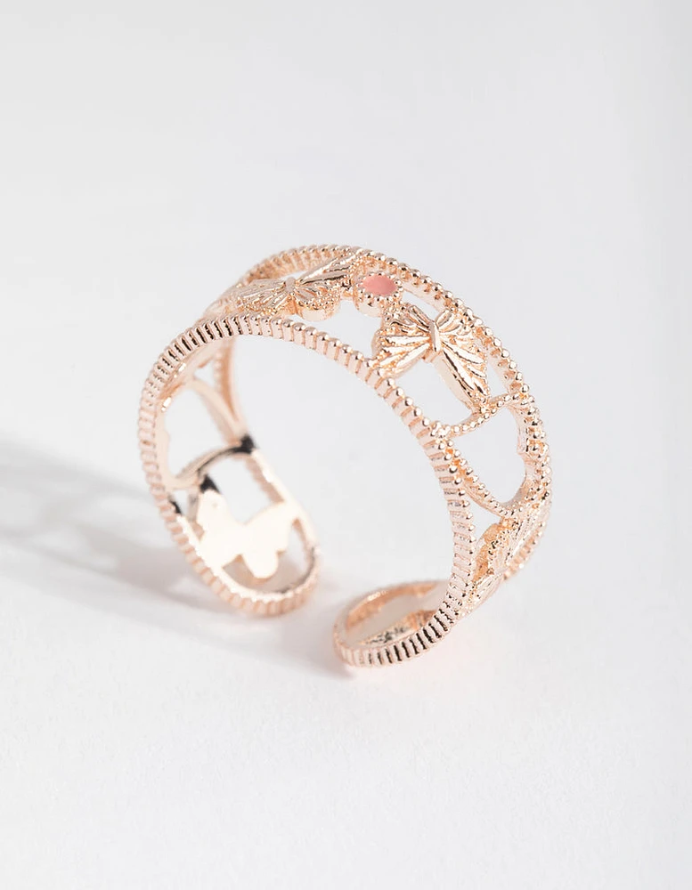 Rose Gold Multi Butterfly Ring