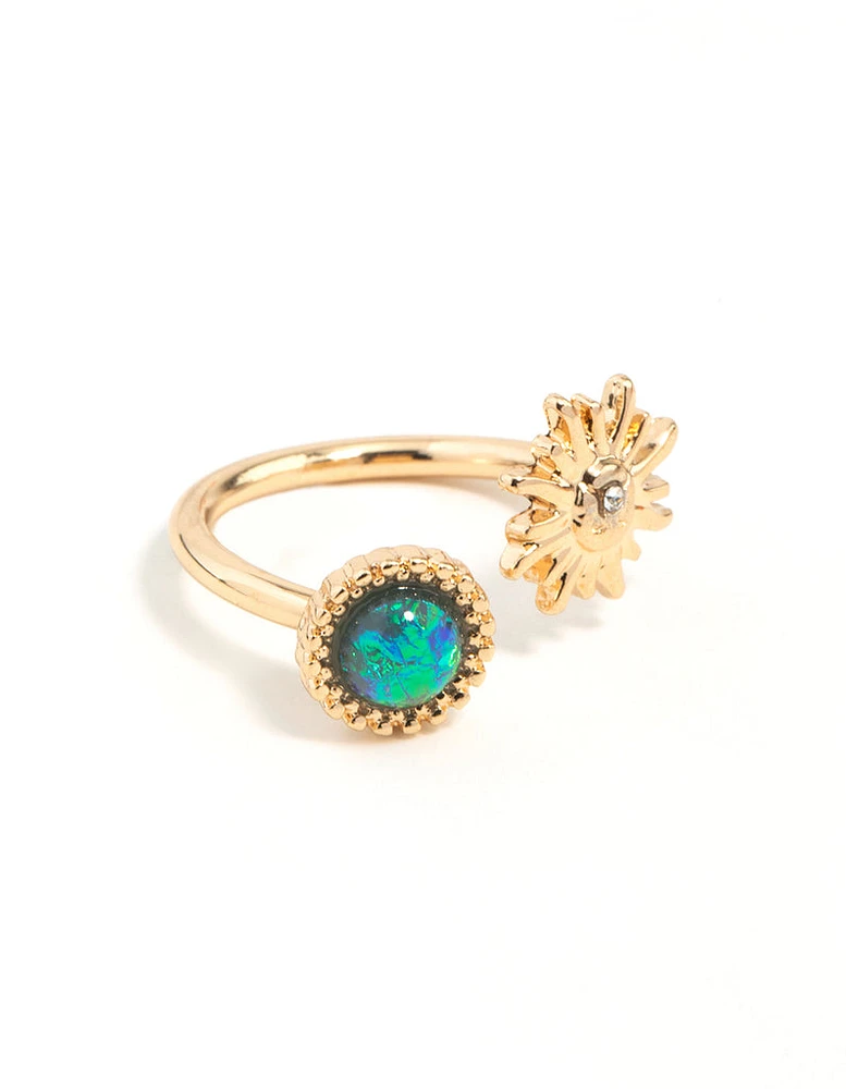 Gold Stone & Sun Ring