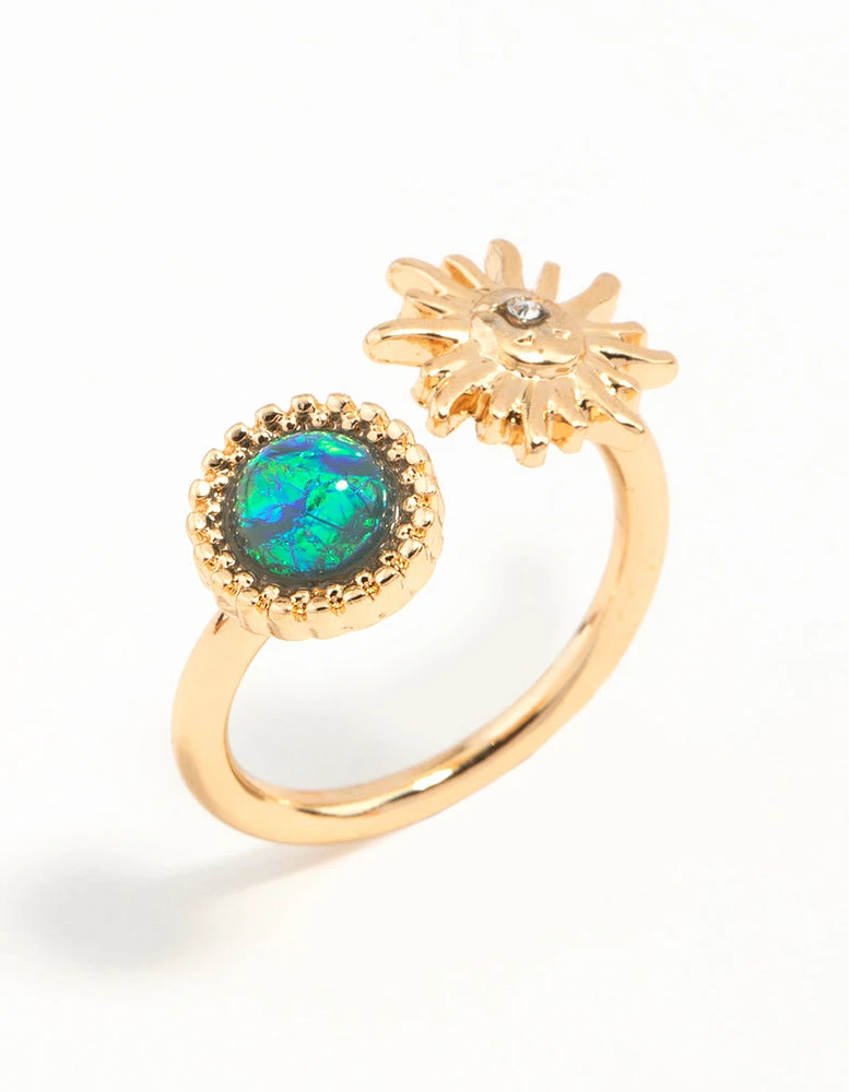 Gold Stone & Sun Ring