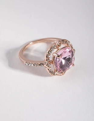 Rose Gold Pink Stone Ring