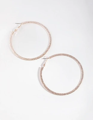 Rose Gold Sandblast Hoop Earrings