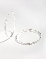 Silver Dot Texture Hoop Earrings