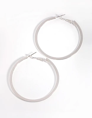 Silver Flat Hoop Earrings