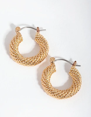 Gold Textured Hoop Earrings