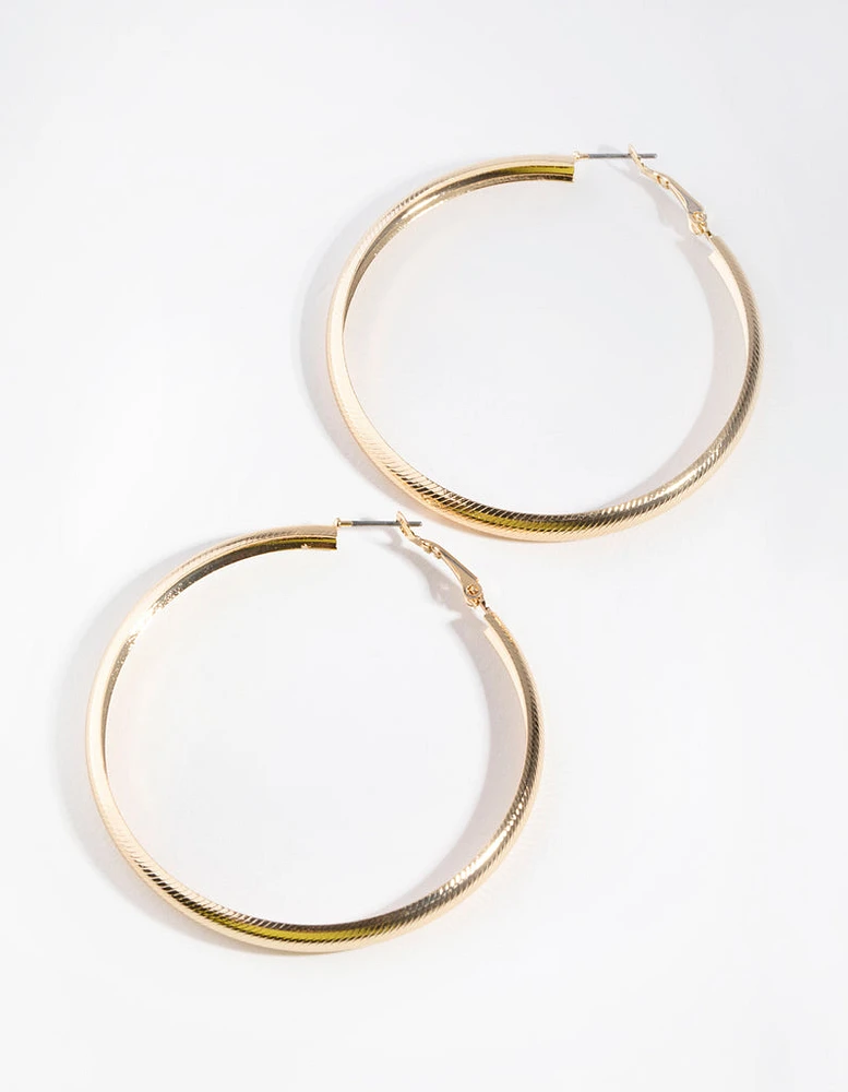 Gold Rounded Hollow Hoop Earrings