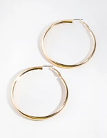 Gold Rounded Hollow Hoop Earrings