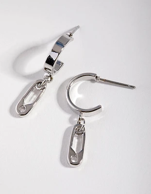 Silver Paperclip Huggie Earrings